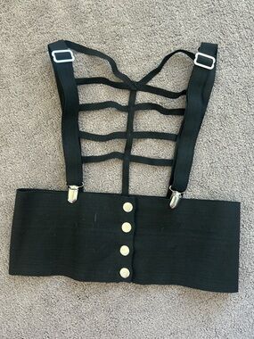 Hot Topic Black Elastic Corset Belt with Snap and Strappy Detail